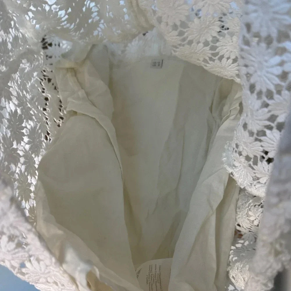 Boden White Floral Crochet Blouse with built in 100% cotton cami